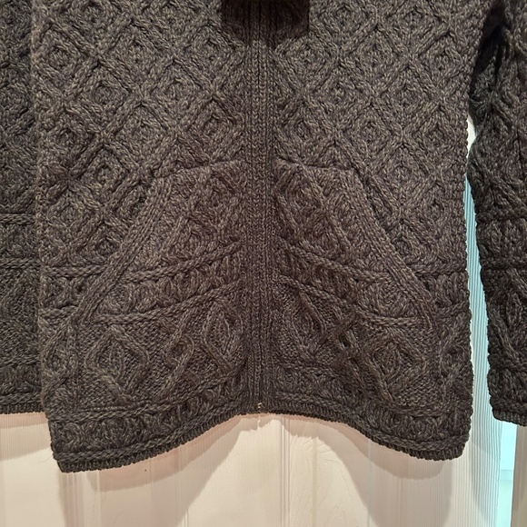 NWT Aran Crafts merino cable hoodie sweater cardigan S - Picture 10 of 16